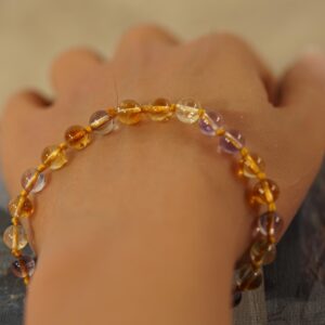 Claspless Ametrine Bracelet • Natural Ametrine Bracelet • 8mm • Citrine And Amethyst Roll-on-citrine-bracelet • Abundance Bracelet • Ag5044