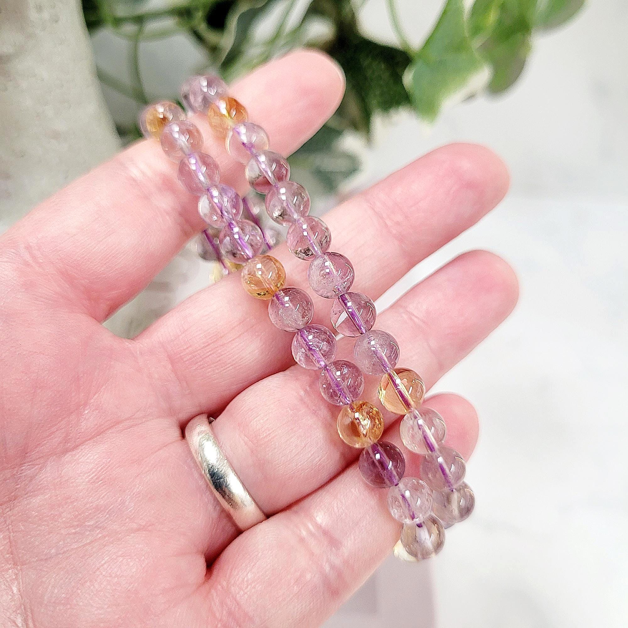 Ametrine Crystal Elasticated Bead Bracelets • Ethically Sourced