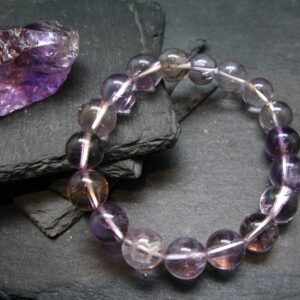 Ametrine Genuine Bracelet ~ 7.5 Inches ~ 13mm Round Beads