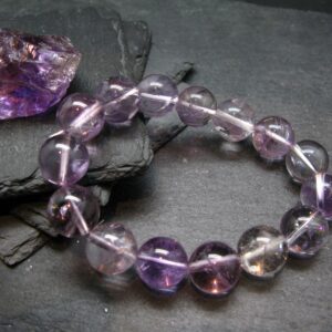 Ametrine Genuine Bracelet ~ 7.5 Inches ~ 15mm Round Beads