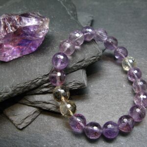 Ametrine Genuine Bracelet ~ 7 Inches ~ 10mm Facetted Beads