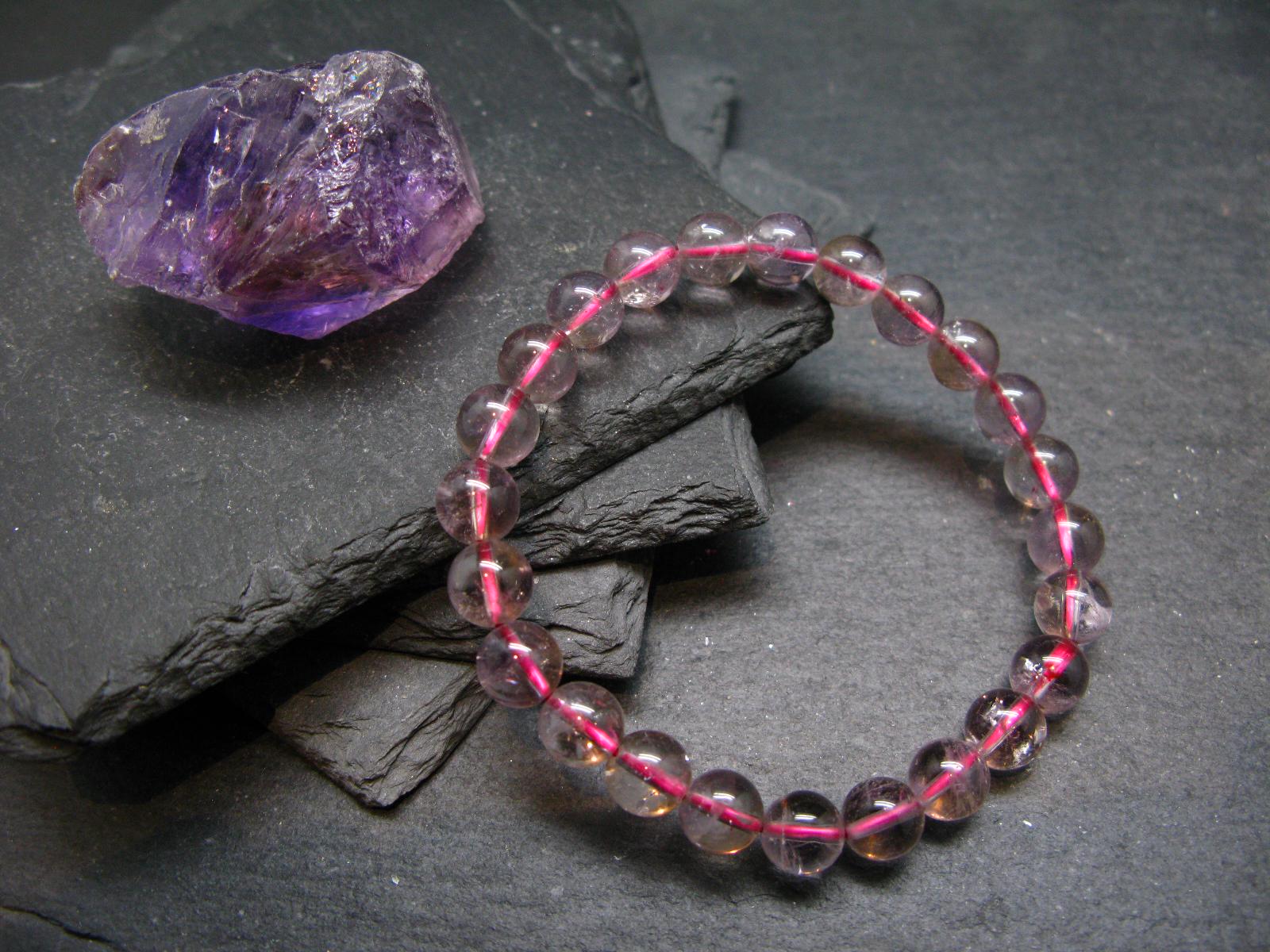 Ametrine Genuine Bracelet ~ 7 Inches ~ 8mm Round Beads