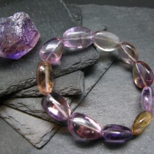 Ametrine Genuine Bracelet ~ 7 Inches ~ 18mm Tumbled Beads