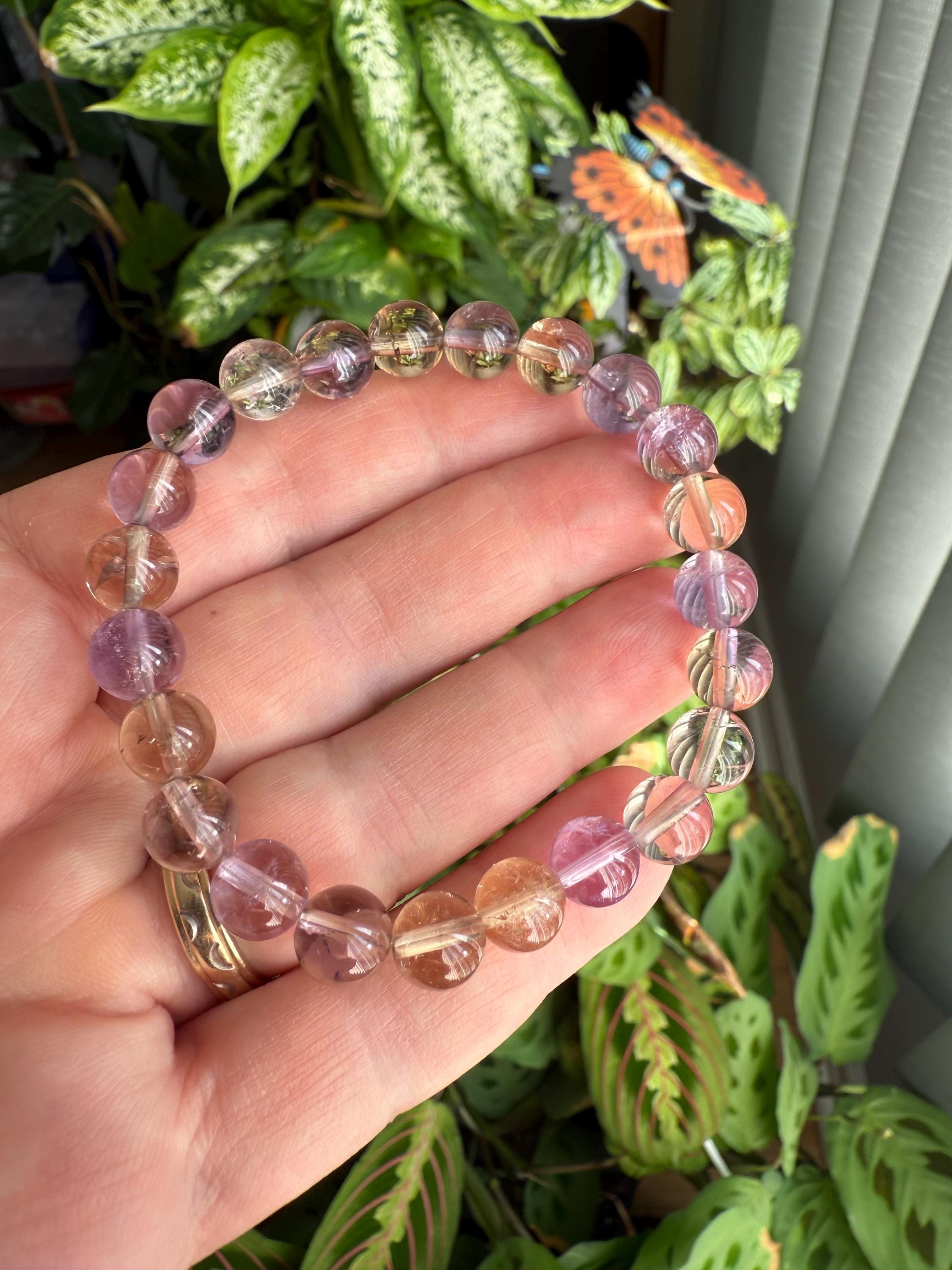 Ametrine Bracelet, Genuine 8mm Ametrine Bracelet, Gemstone Handmade Jewelry Ametrine Bracelet, Genuine 8mm Ametrine Bracelet, Gemstone Handmade Jewelry
