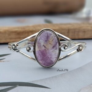 Handmade Oval Ametrine Bangle: 925 Sterling Silver Gemstone Bracelet
