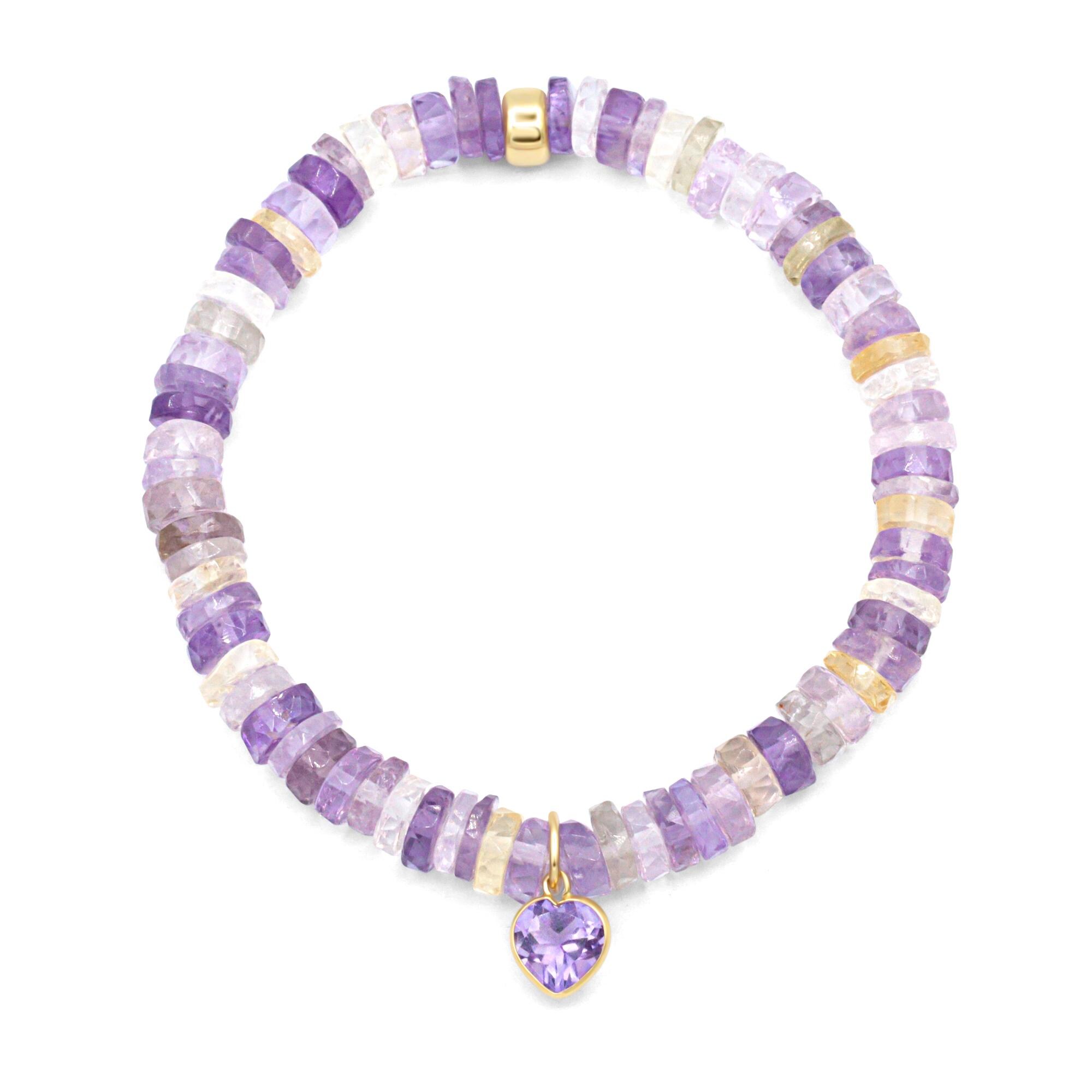 Ametrine Heishi Bracelet, Ametrine Jewelry, Ametrine Crystal, Purple Crystal Bracelet, Gemstone Bracelet, Women Bracelet