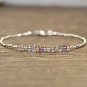 Ametrine Bracelet, Hill Tribe Silver Beads, Fine Silver, Ametrine Jewelry,stacking Gemstone Bracelet