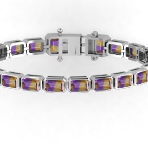 Natural Ametrine Tennis Bracelet , 925 Sterling Silver Ametrine Bracelet , Bio-colour Ametrine Bracelet , Handmade Bracelet , Gifts For Her
