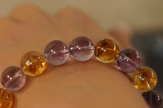 Ametrine Stretch Bracelet • 10/12mm • Energy Boosting • Vitality Bracelet • Harlequin Quartz • Synergy Stone • Inner Peace Bracelet • B1019