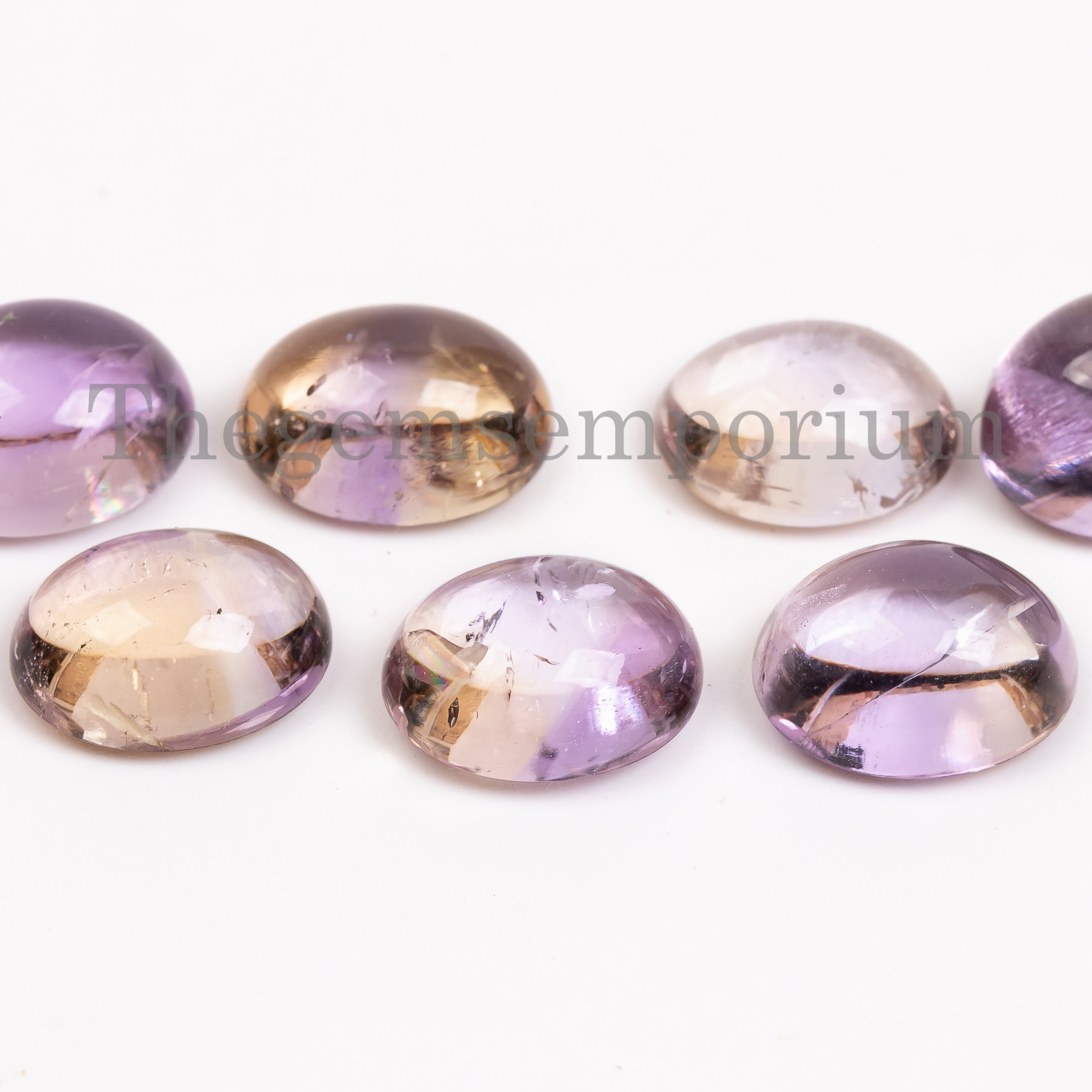 7 Pcs Natural Ametrine Oval Gemstone Lot, 100% Genuine Ametrine Cabochons Gemstone, Purple Cabochons,ametrine Oval Shape 8x10 Mm For Jewelry