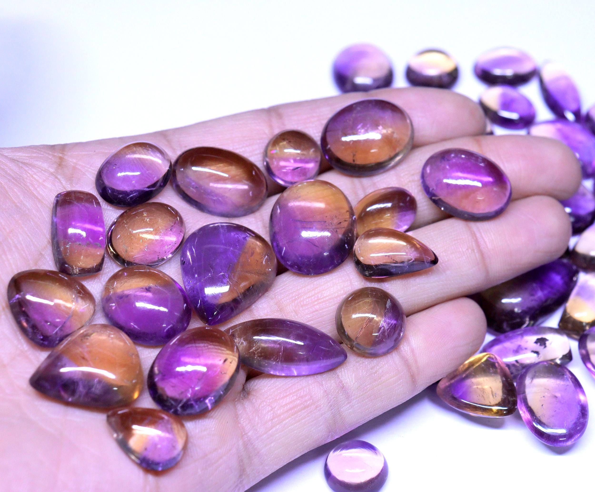 Aaa Ametrine Gemstone Cabochon Lot: Mix Shape, 12-25mm