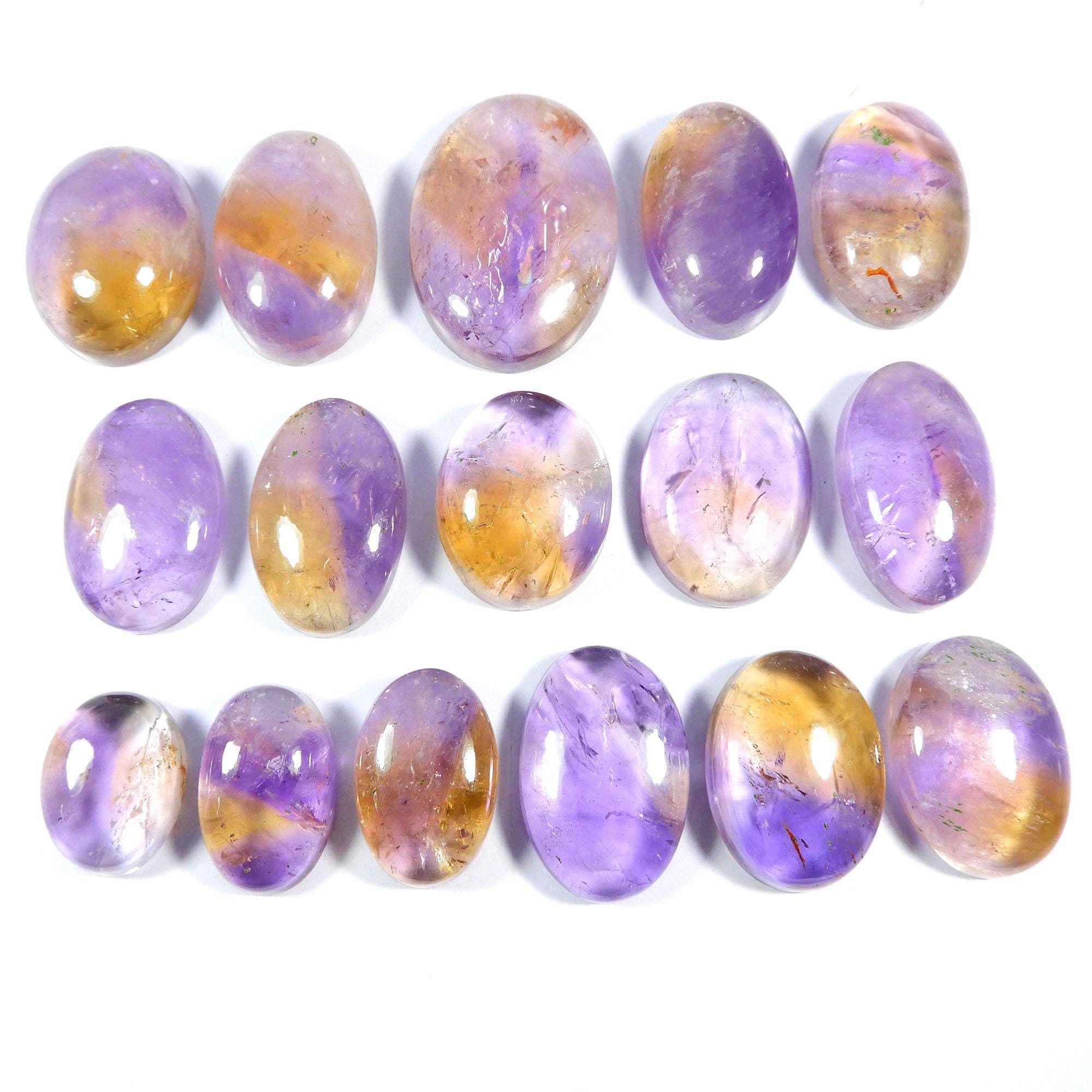 Awesome~ Bio Color Ametrine Cabochon. Natural Yellow Purple Ametrine. Polished Ametrine Gemstone. Oval Shape Ametrine Loose For Jewelry.