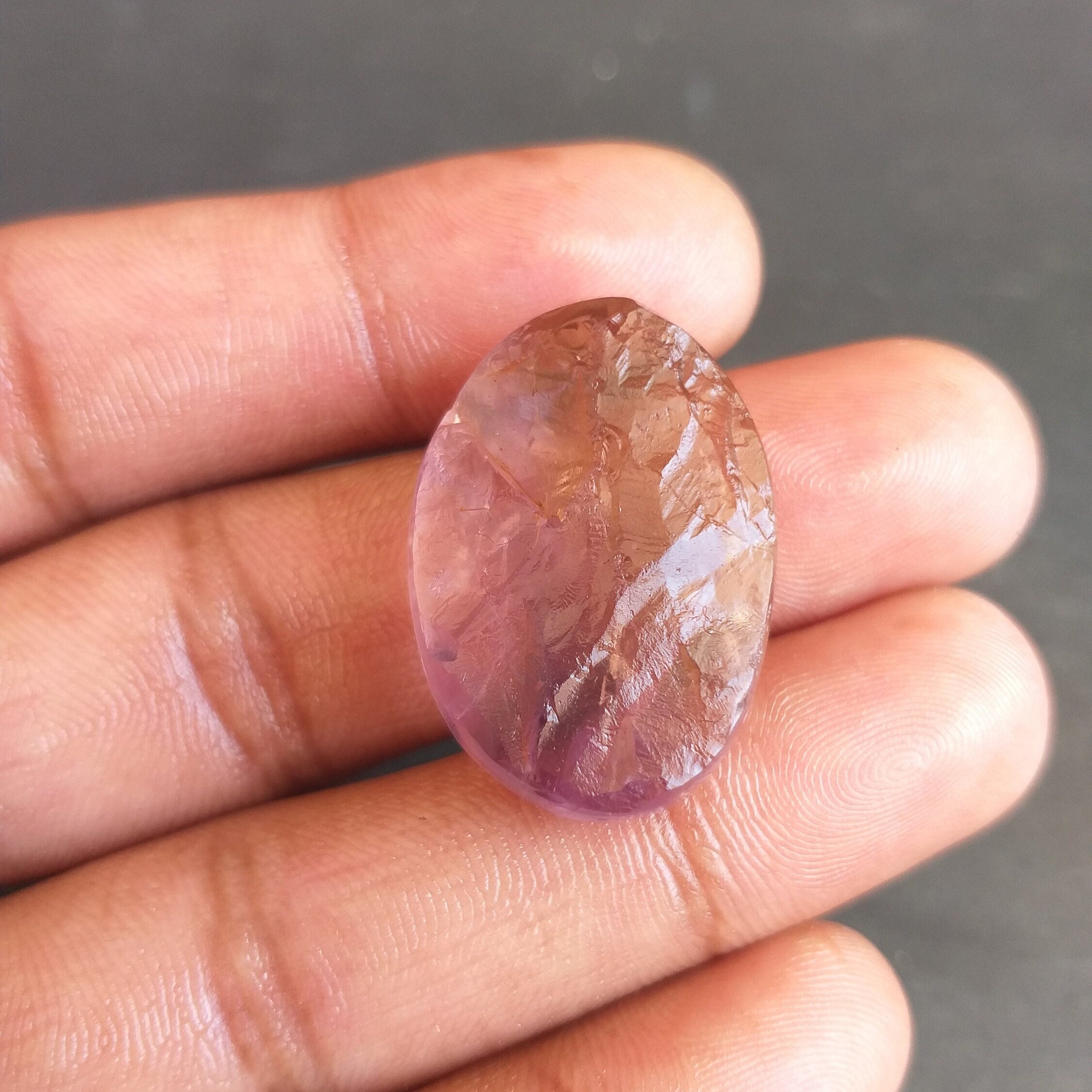 Oval Ametrine Druzy Cabochon: 44 Carat Gemstone (29x21x10 Mm Oval Ametrine Druzy Cabochon: 44 Carat Gemstone (29x21x10 Mm