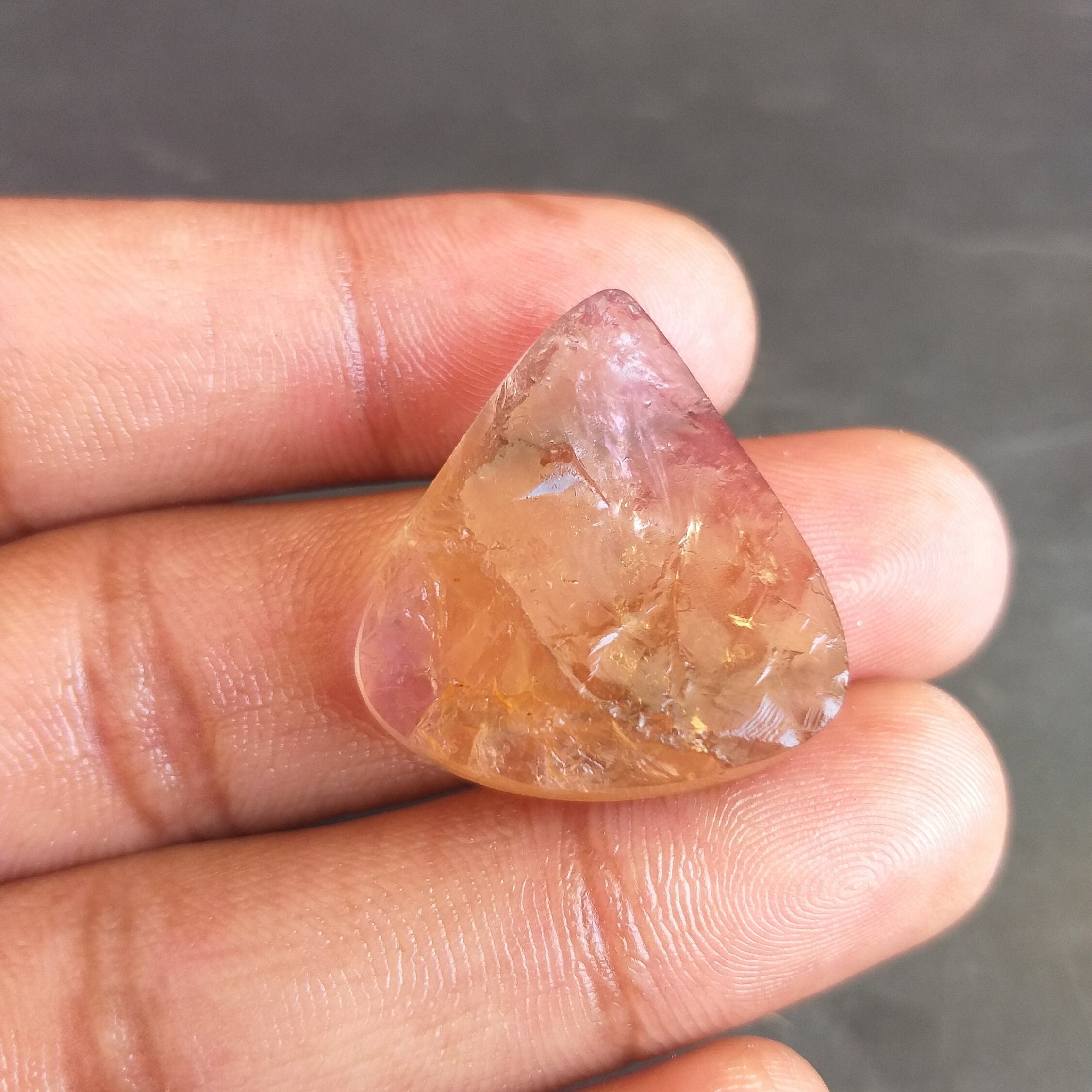 Pear Ametrine Druzy Cabochon: 38.4 Carat Gemstone Pendant (27x25x8 Mm)