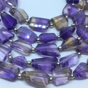 10% off- Natural Ametrine Faceted Nuggets Gemstone Beads, 10 mm Purple Ametrine Tumbled Shape Bead, 10 Pieces In A Strand For Making Jewelry