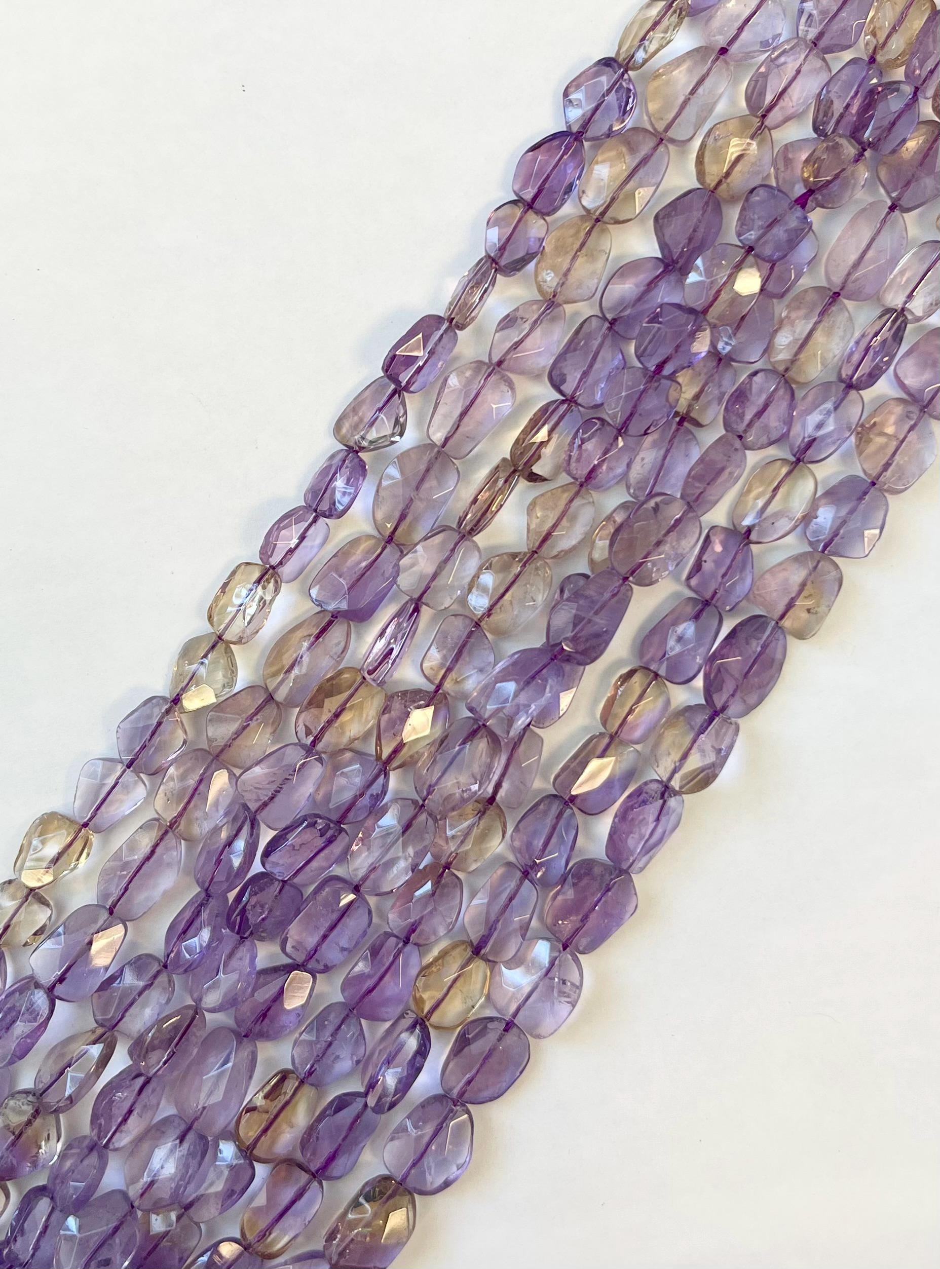 Ametrine (12-18)x(10-12)x(5-7)mm Faceted Nugget Gemstone Bead -15.5 Inch Strand
