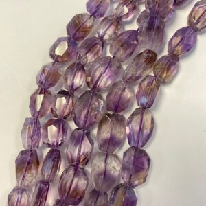 Ametrine 14x11x7mm Faceted Nugget Gemstone beads -- 7.5 inch strand