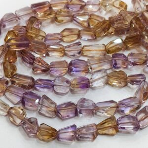 8 Inches strand, Natural Ametrine Faceted Nuggets Size, 9-11mm