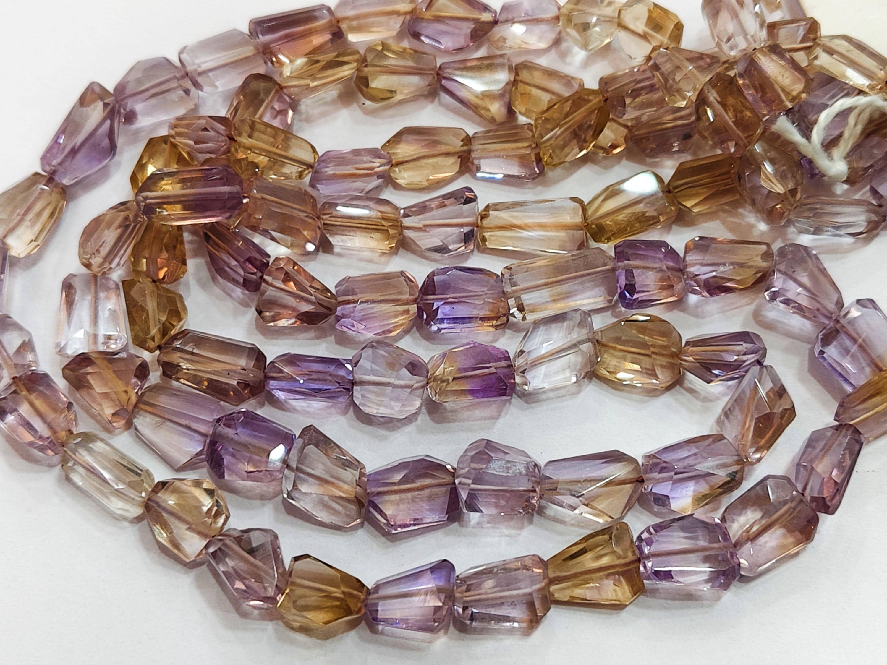 8 Inches Strand, Natural Ametrine Faceted Nuggets Size, 9-11mm