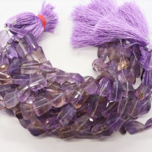 Aaa Natural Ametrine Faceted Nuggets, 9-11 Mm Ametrine Tumble Beads, 10 Inch Faceted Ametrine Uneven Nuggets Beads For Jewelry Making Craft