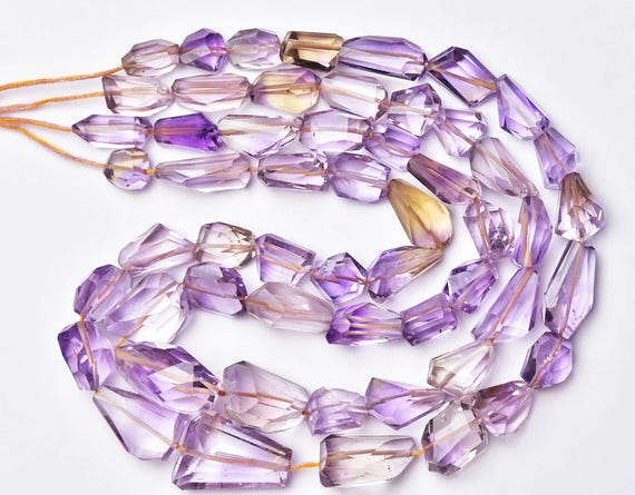 Aaa Superb Quality Natural Ametrine Faceted Big Nuggets - Bi Color Ametrine - 8 Inches - Size Is 12-20mm #077 Aaa Superb Quality Natural Ametrine Faceted Big Nuggets - Bi Color Ametrine - 8 Inches - Size Is 12-20mm #077