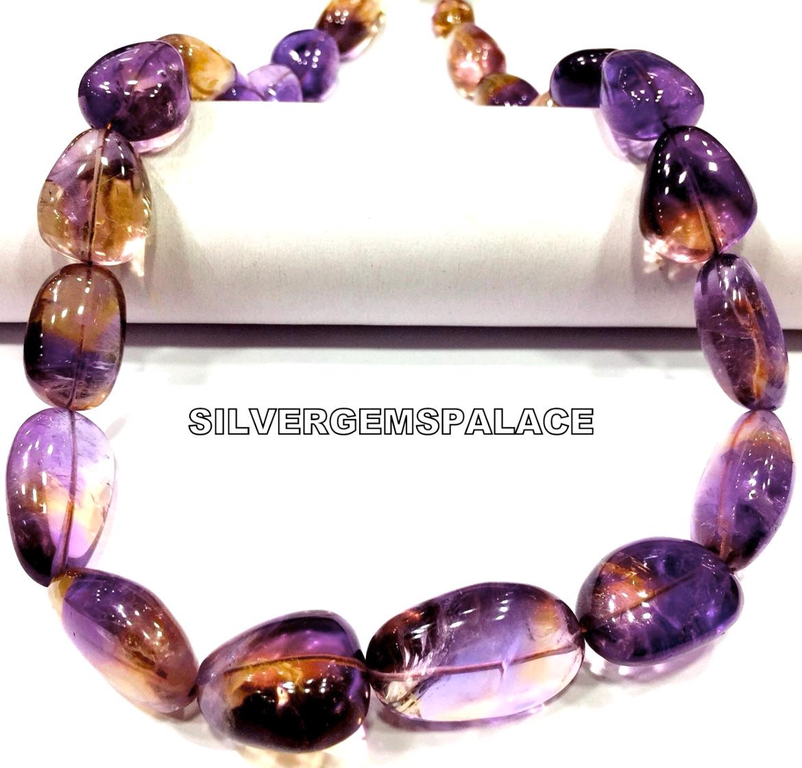 Aaa~natural Ametrine Smooth Nuggets Beads Necklace Polished Nuggets Beads Great Luster Ametrine Gemstone Beads Gift For Friend.