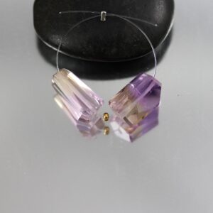 Bolivian Ametrine Faceted Nugget Beads - Pair - 14 X 9 Mm