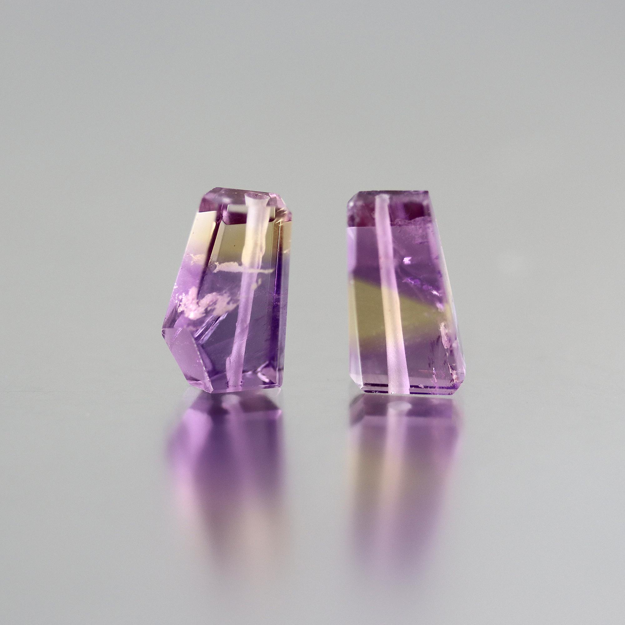 Bolivian Ametrine Faceted Nugget Beads - Pair - 15 X 10mm