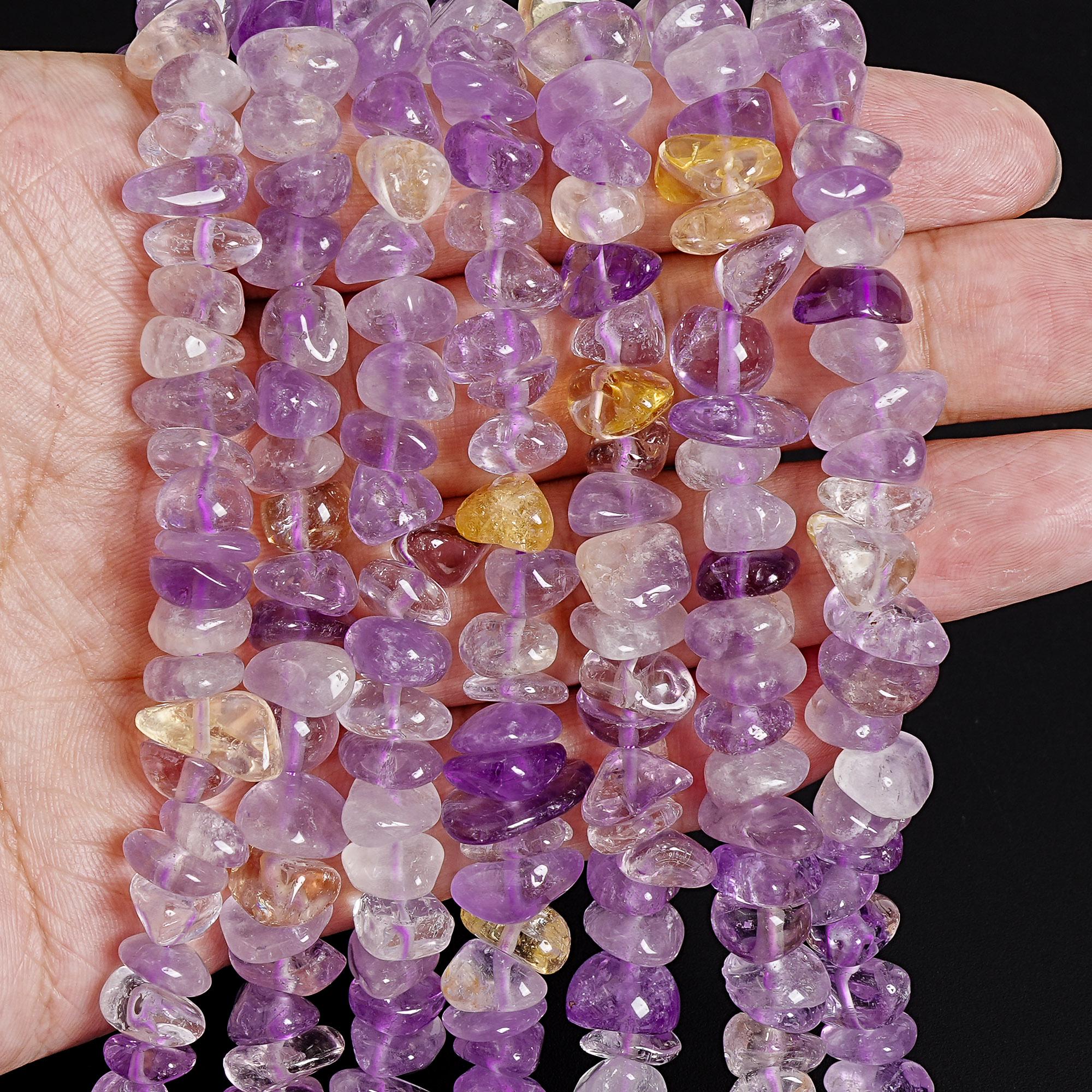 Genuine Natural Ametrine Gemstone Beads 12-24x3-5mm Purple Yellow Stick Pebble Chip Aaa Quality Loose Beads (111231)