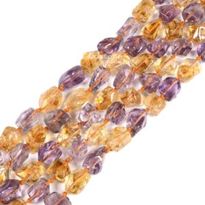 Natural Ametrine Facet Freeform Nugget Irregular Chips Loose Beads Strand 16"