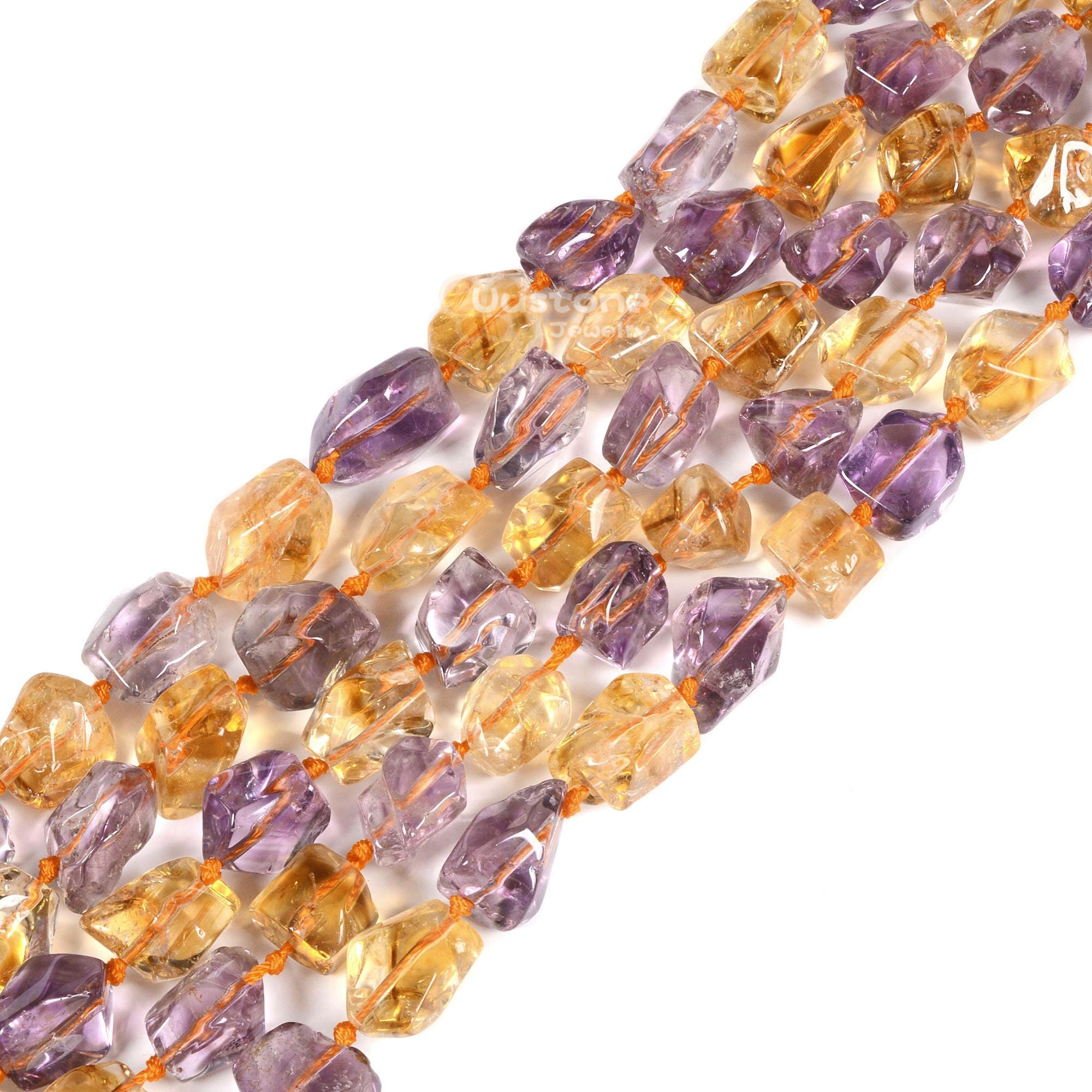 Natural Ametrine Facet Freeform Nugget Irregular Chips Loose Beads Strand 16"