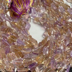 Natural Ametrine Faceted Nuggets Shape Gemstone Beads, Size- 10x9-12x8 mm Purple Ametrine Tumble Shape Beads, 10 Inches Strand For Jewelry