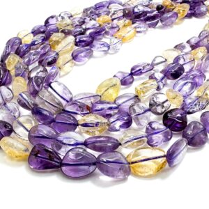 Natural Ametrine Gemstone Beads: Polished Purple Yellow Nuggets
