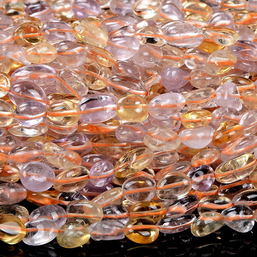 Natural Ametrine Gemstone Pebble Nugget 6-8mm 8-10mm Loose Beads (d466)