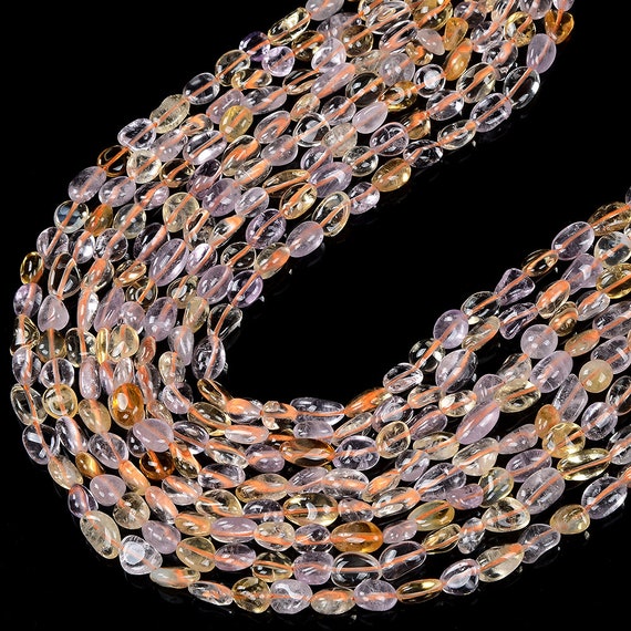 Natural Ametrine Gemstone Pebble Nugget 6-8mm 8-10mm Loose Beadsbulk Lot 1,2,6,12 And 50 (d466)