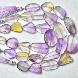 Natural Ametrine Nugget Beads 15x19mm To 15x25mm Smooth Gemstone Bead Ametrine Nuggets Bi Ametrine Tumble Beads Jewelry 8 Inch Strand No2809
