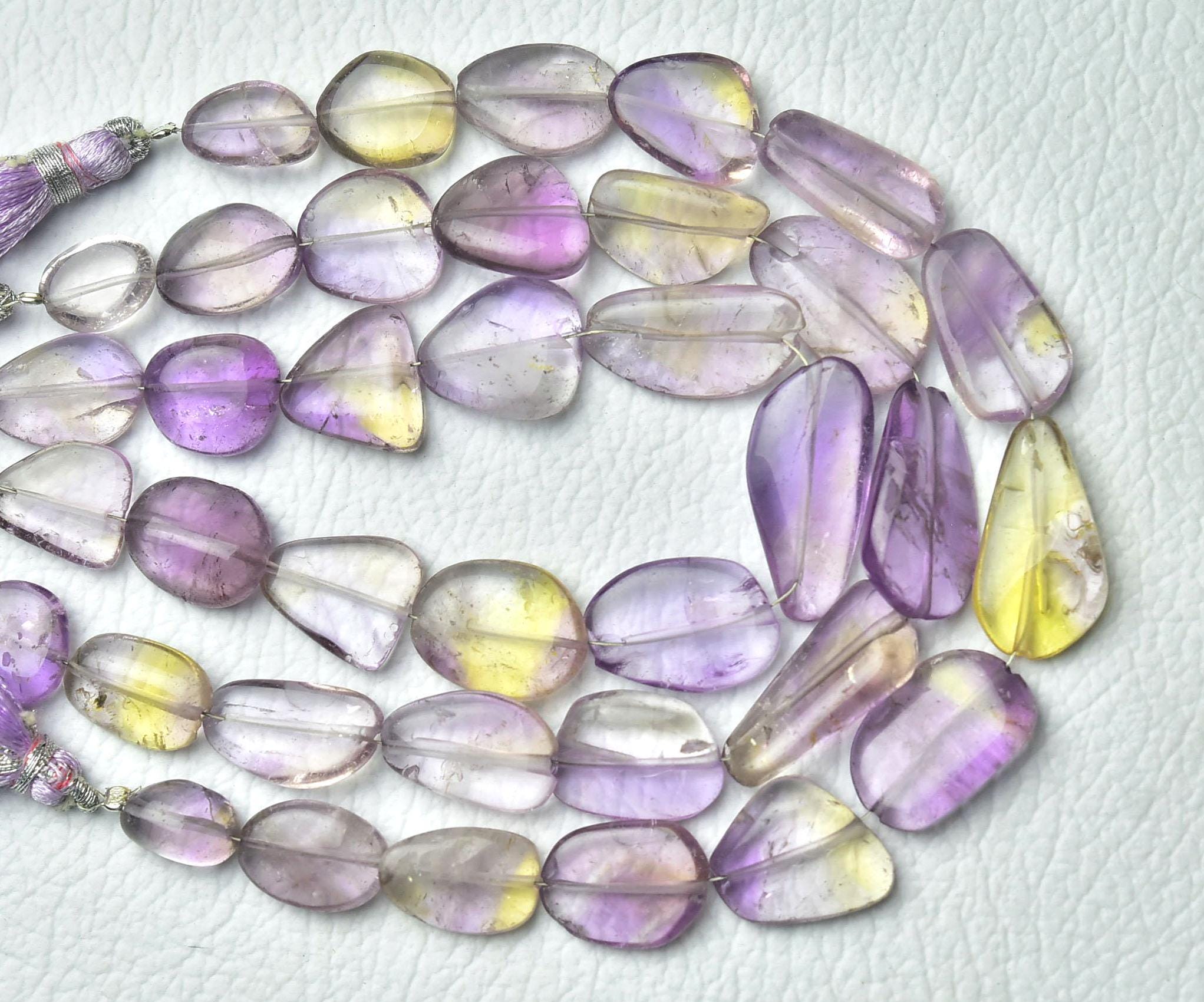 Natural Ametrine Nugget Beads 9x14mm To 11x21mm Smooth Gemstone Beads Ametrine Nuggets Bi Ametrine Tumble Beads Jewelry 8 Inch Strand No2882