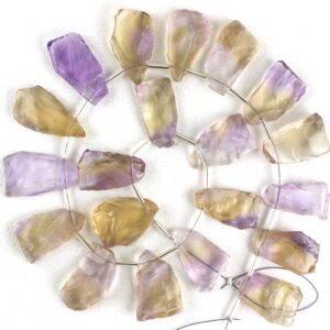 Natural Ametrine Rough Gemstone Strand: 20 Pieces for Jewelry Making