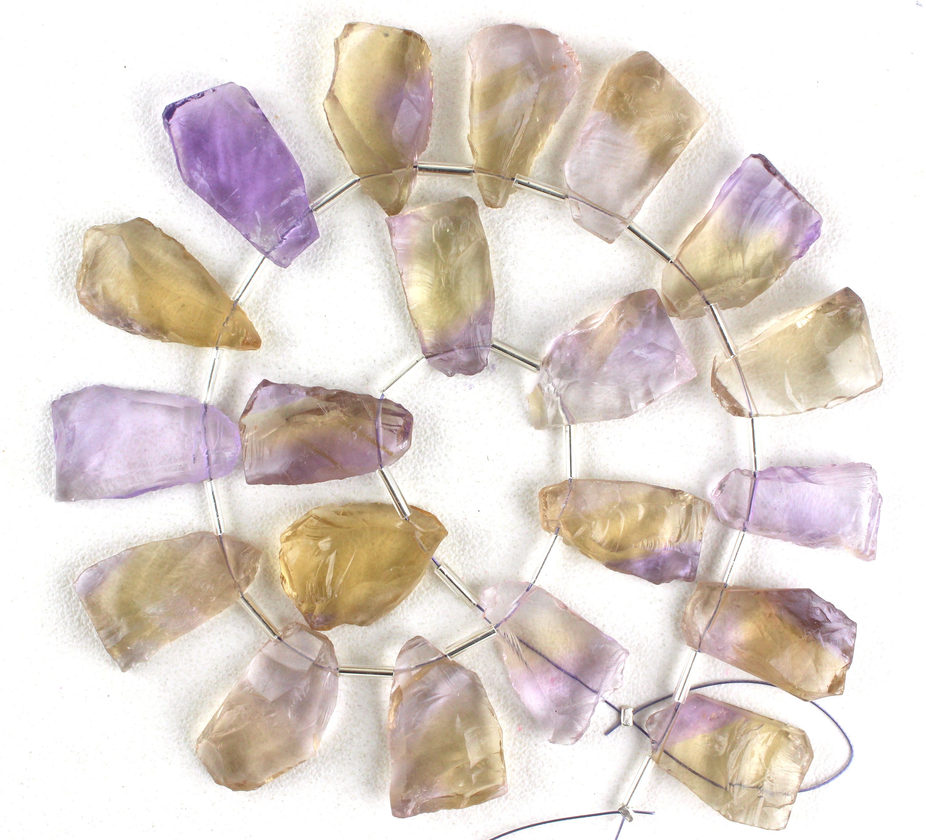 Natural Ametrine Rough Gemstone Strand: 20 Pieces For Jewelry Making