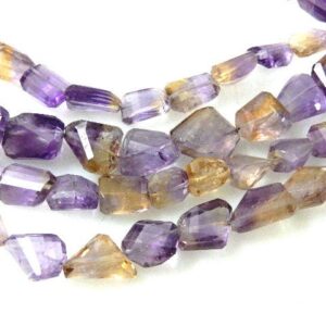 Ametrine Quartz Flat Cut Nugget Beads – AAA Quality Gemstone Strand for Jewelry Making