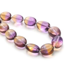 Ametrine Smooth Tumble Beads, 12x14.5 Mm To 15x21 Mm, Ametrine Jewelry Making Beads, Tumble Shape Beads, 22 Inches Strand, Price Per Strand