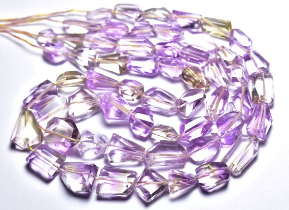 Superb Big Ametrine Nuggets Beads - 8 Inches - Natural Ametrine Faceted Eye Clean Nuggets Strand - Size Is 11 - 16 Mm #1339