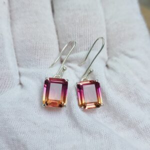 Ametrine Earrings, Ametrine Doublet Quartz Earrings, 925 Sterling Silver Earrings, Ametrine Quartz Drop Earrings, Earrings For Gift