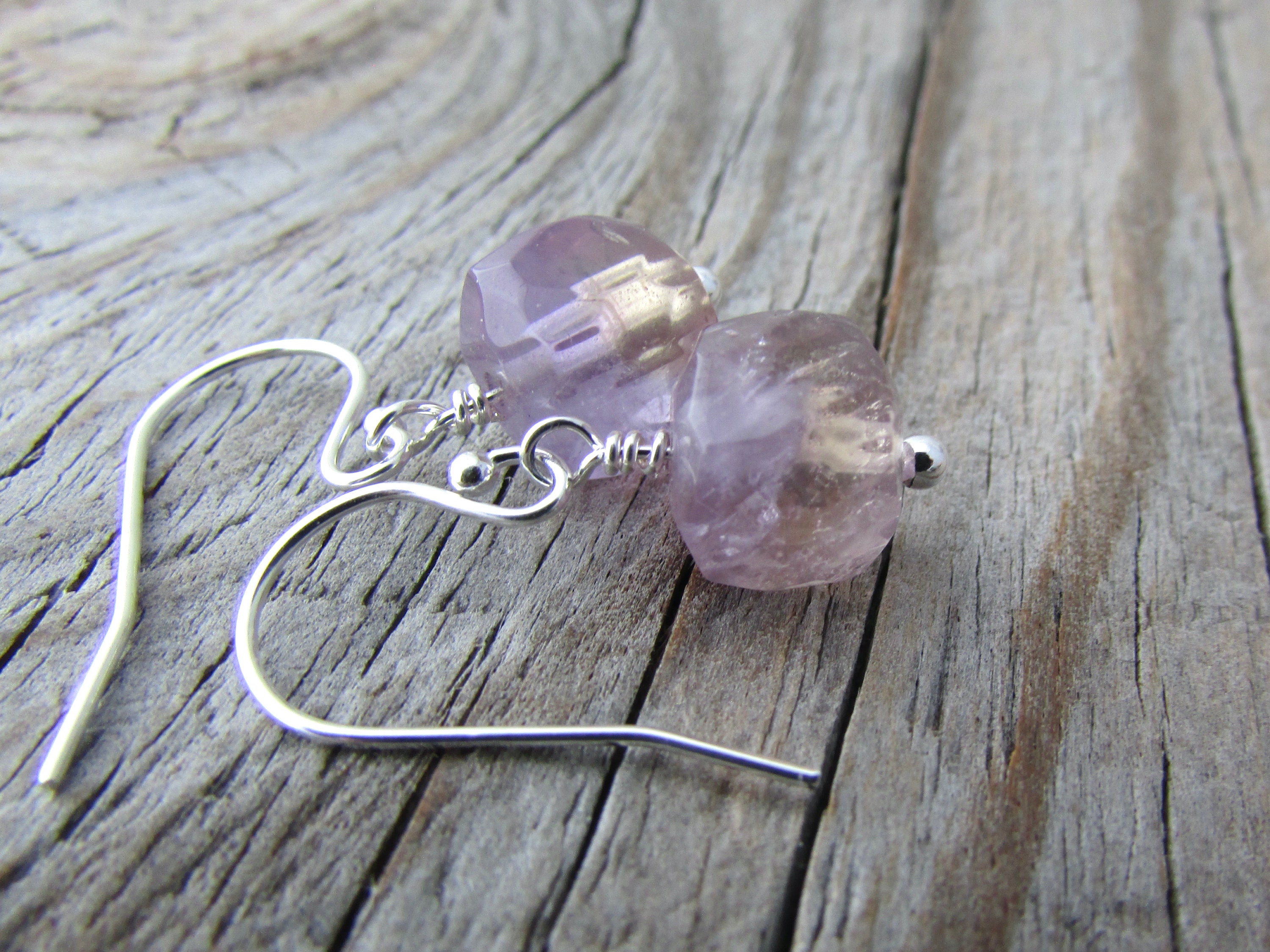 Faceted Ametrine Sterling Silver Earrings: 8mm Gemstone Cubes Faceted Ametrine Sterling Silver Earrings: 8mm Gemstone Cubes