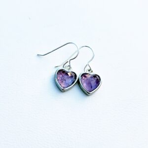 Ametrine Gemstone Dangle Earrings Sterling Silver, Small Heart Gemstone Earrings, Light Purple Heart Earrings, Valentines Heart Jewelry Ametrine Gemstone Dangle Earrings Sterling Silver, Small Heart Gemstone Earrings, Light Purple Heart Earrings, Valentines Heart Jewelry