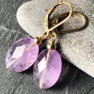 Ametrine Gold Filled Earrings, Natural Gemstone Dangle Drops 5078