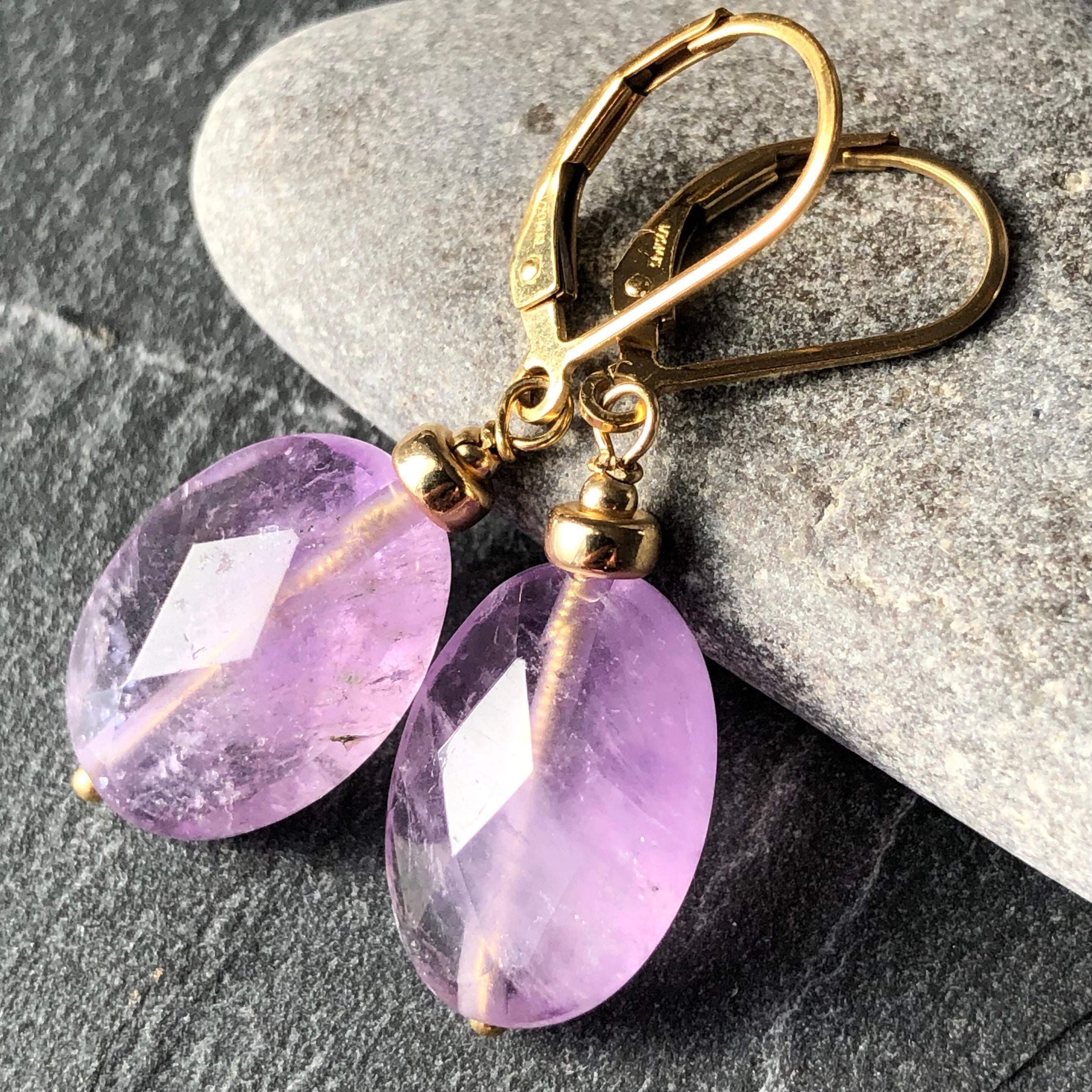 Ametrine Gold Filled Earrings, Natural Gemstone Dangle Drops 5078