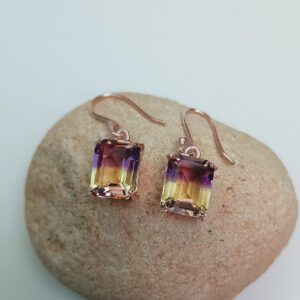 Ametrine Quartz Earrings, Ametrine Doublet Quartz Earrings, 925 Sterling Silver Earrings, Ametrine Quartz Drop Earrings, Earrings For Gift
