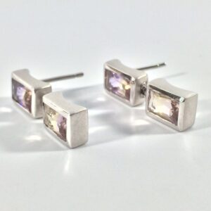 Ametrine Silver Earrings // Sterling Silver // Matte Rhodium Finish // Modern Design
