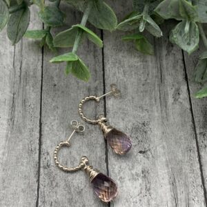 Ametrine Sterling Silver Half Hoop Stud Earrings